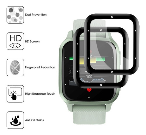2 Micas Protectoras 3d Tpu Compatible Con Garmin Venu Sq 2