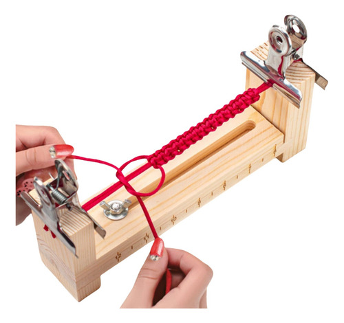 Soporte De Madera Para Tejer Pulseras + 2 Clips De Fijación