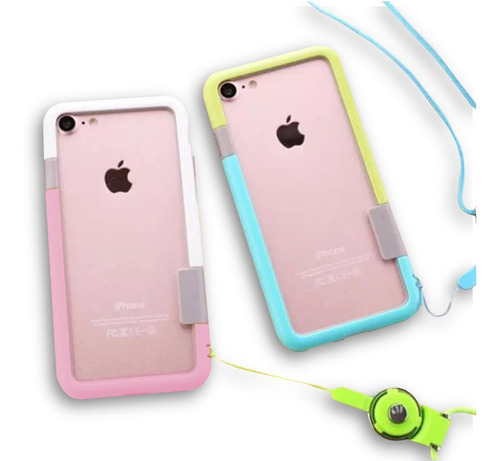 Case Bumper Anti Shock Mix Color iPhone 7 7 Plus + Colgante