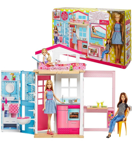 Casa Glam De La Barbie 2pisos Es Portatil Muñeca +13 Piezas 