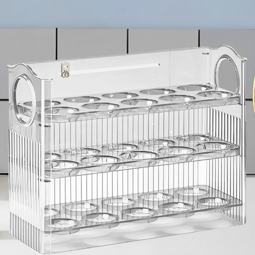 Organizador De Huevos De 3 Niveles Huevera Para 30 Huevos Almacenamiento Heladera De Acrílico Transparente