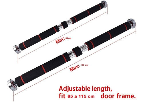 Imagen 4 de 10 de Barra Dominadas Puerta Expandible De 80 A 130 Cm Pull Up Bar