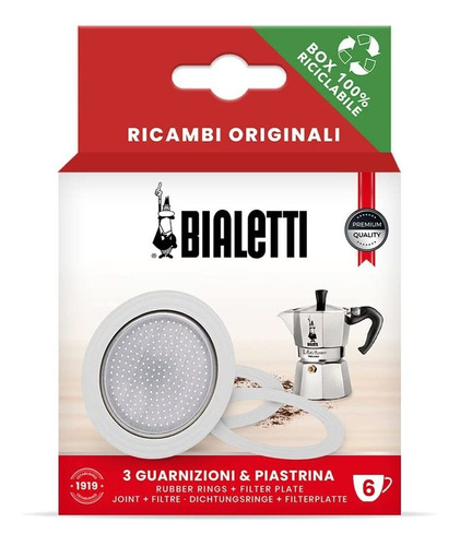 Bialetti 3 Juntas (anillos De Goma) 1 Placa De Filtro De Rep