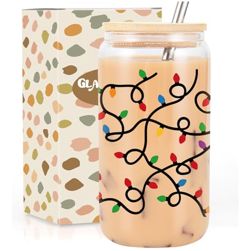 Gspy Christmas Lights Iced Coffee Cup, 16oz Copas De X1v7d