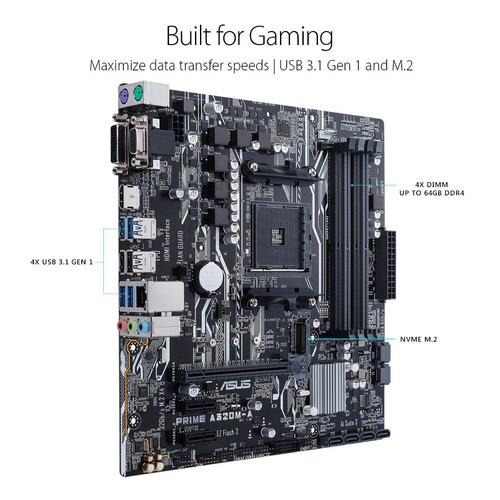 Asus Ryzen Am4 Ddr4 Hdmi Dvi-d Vga M.2 Usb 3.1 Ps / 2 Micro-