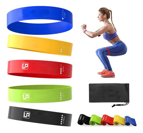 Kit 5 Faixa Elastica Mini Band Treino Crossfit Pilates Fisio Cor Variadas