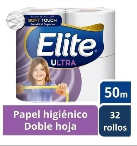 Papel Higienico Elite 32 Rolllos De 50 Mts Cada 1 Doble Hoja