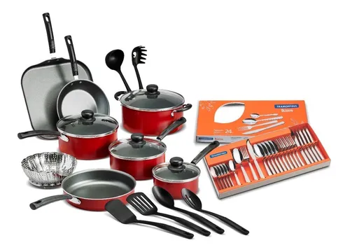 Bateria De Cocina Primaware 42 Piezas Cubiertos Tramontina