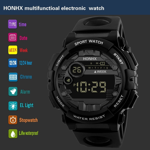 Honhx Luxo Masculino Digital Led Assista Data Esporte Mascul