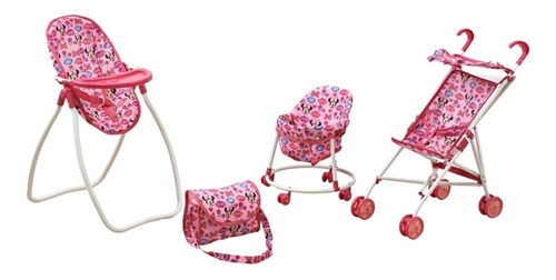 Imagen 2 de 6 de Set Coche Silla Comer Bolso Juguete Muñecas Chavay