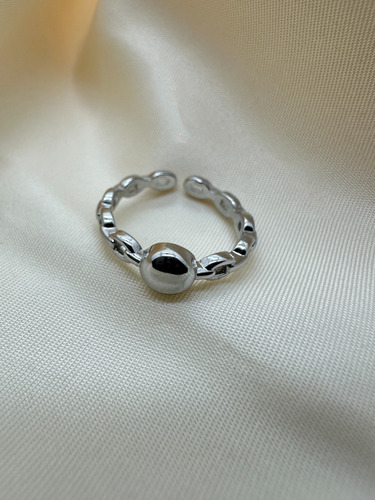Anillo Cadena Con Circulo Plateado Diseño Coreano Moda
