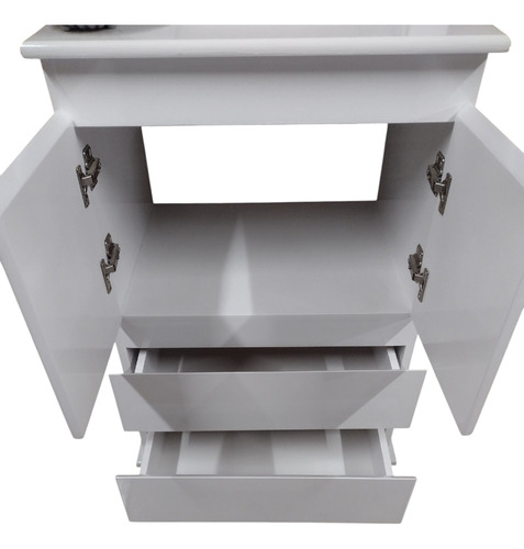 Vanitory Completo Laqueado 50 Cm+bacha+grifería Blanco Gris Sin Agujeros
