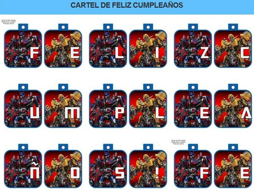 Kit Imprimible Transformers 4 Fiesta 3x1