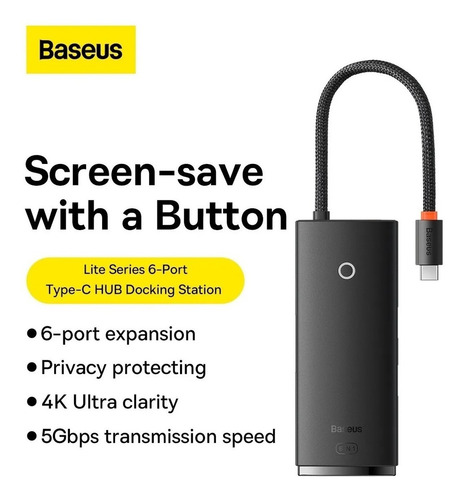 Imagen 1 de 10 de Hub 6 Puertos Usbc Datos/ Usba X 2/ Hdmi 30hz/ Sd/ Tf Baseus
