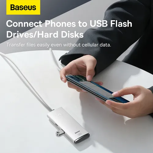 Hub 4 En 1 Baseus Usb-c A 4x Usb 3.0 + Usb-c 1 Metro Blanco