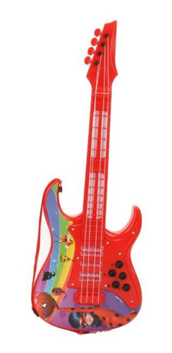 Guitarra Elétrica Infantil Miraculous Ladybug Com Luz E Som