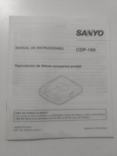 Manual De Instrucciones Reproductor De Discos. Sanyo Cdp-160