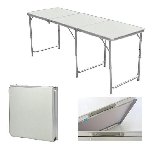 Imagen 1 de 9 de Mesa Plegable Transportable Lavable Camping 180x60cm