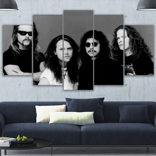 5 Cuadros Decorativos Miembros Metallica Diseño Art 150x84cm