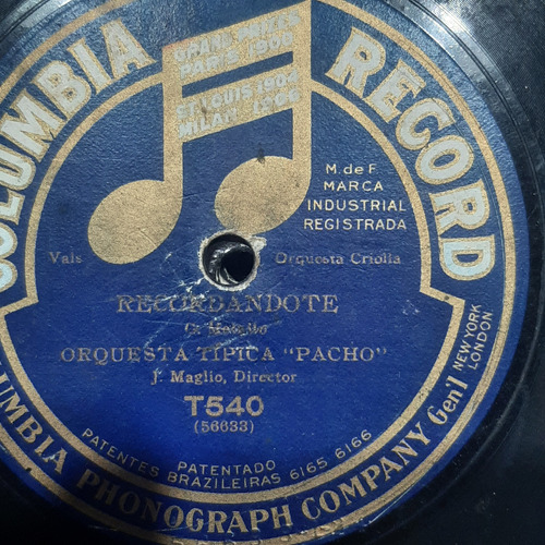 Pasta Orquesta Tipica Pacho Maglio Columbia Record C543