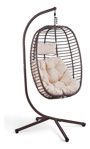 Silla Colgante Cozumel Forma Huevo Jardin Hogar Interiores Color Chocolate Liso