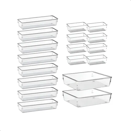 Kit 18 Organizadores Retangulares Acrilico Rebirth Transparente Cristal