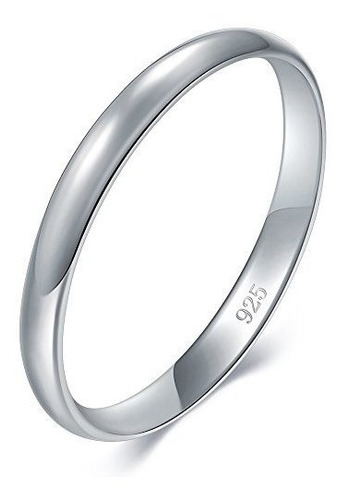 Anillo De Plata Estelina 925 Boruo 3mm Comfort Fit.