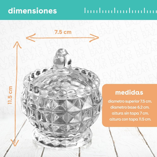 Imagen 3 de 5 de Frasco De Vidrio Para Souvenir 15 Caramelera Bautismo Candy