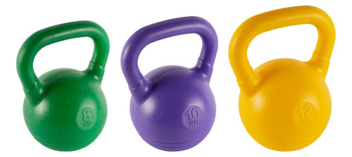 Kit Combo 3 Pesas Rusas Kettlebell 8, 10 Y 12 Kg Fitness 