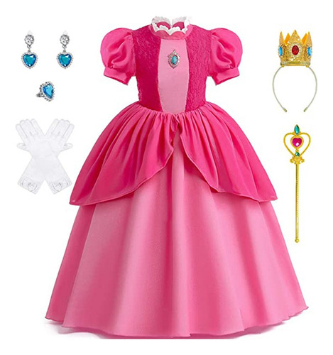 Vestido De Princesa Super Mario Brothers Peach Daisy Para Niña Disfraz De Carnival Cosplay Halloween Navidad Fiesta De Cumpleaños