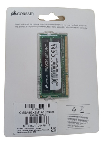Mac Memory Corsair, 8gb Cmsa8gx3m1a1333c9
