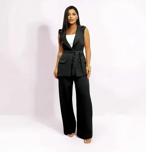 Conjunto Alfaiataria  Boss Colete E Calça Pantalona Social