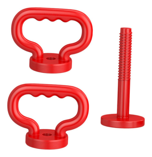 2x Kettlebell Ajustável Por Alças Para Placas De Vermelho