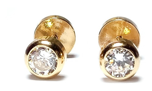 Aros Abridores Bebé Circón 4mm Oro 18k