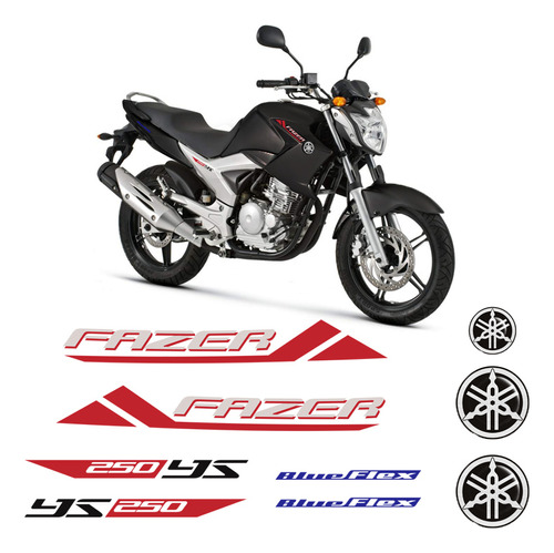 Kit Adesivos Faixa Yamaha Fazer Ys 250 2013 Cores Motos