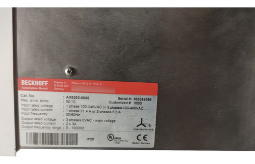 Beckhoff Ax5203-0000 Servoaccionamiento Digital (Usado)