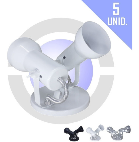 Imagem 1 de 8 de Spot De Luz Duplo Sobrepor 2 Lampadas Par20 Bulbo Kit 5 Unid