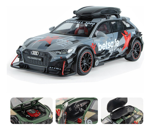 Coche Audi Rs6 Avant Miniatura De Metal Con Luces Y Sonido