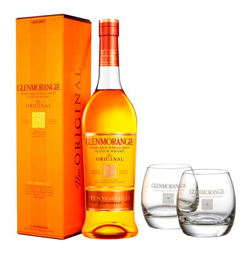 Whisky Glenmorangie Single Malt 10 Años + 2 Vasos Originales