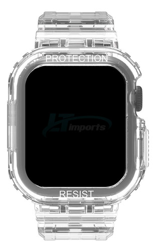 Pulseira Capa Armadura Tpu Para Apple Watch 45mm Series 8 Cor Transparente
