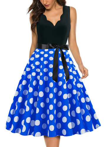 Minivestido Corto Estampado Sin Mangas Con Cuello En V Para