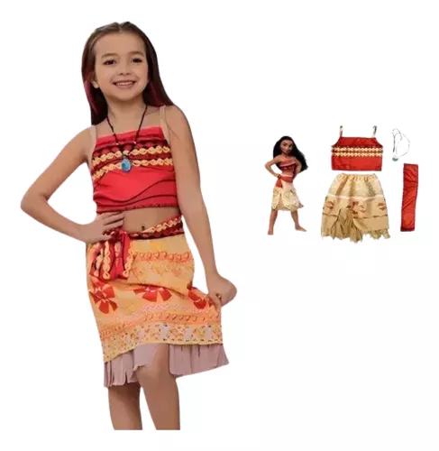 Fantasia Roupa Moana Infantil Com Colar