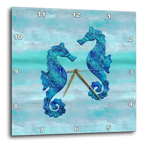 comprar 3drose Caballitos De Mar Pareja De Tinta Azul Reloj De Pared