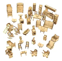 Comprar Muebles Gatito De Muñecas Mdf Fibrofacil Con 46 Muebles