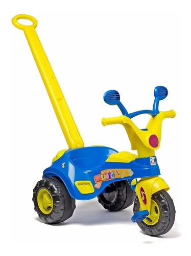 Triciclo Velotrol Baby Music C/ Haste E Som - Azul -cotiplás