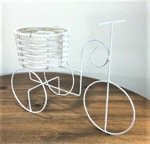 Bicicleta De Ferro Com Junco Ecológico Para Flor 22x28cm