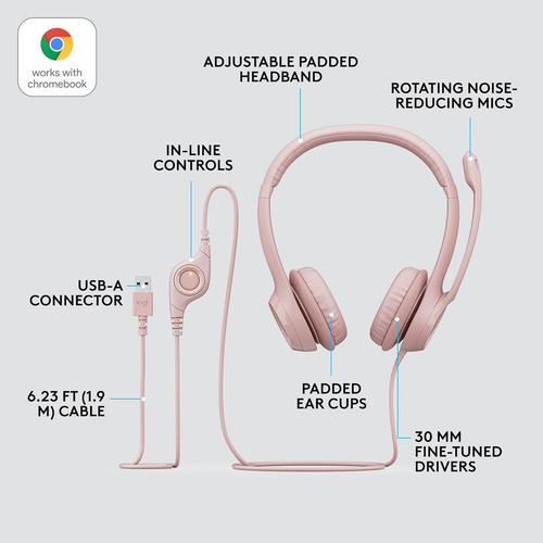 Auriculares Logitech H390 Con Microfono, Cancelacion De R...
