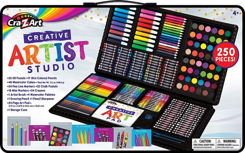 Maleta 250 Piezas Set De Arte Crayones Marcadores Colores