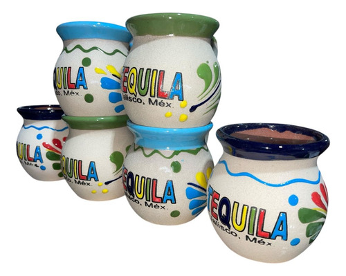 6 Tazas De Barro 300ml De Colores Colores Agua