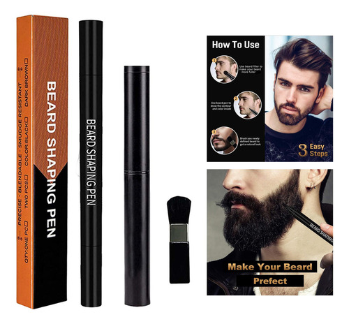 Relleno De Lápiz De Barba Para Hombres De Peinado De Negro